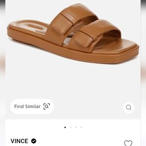 Vince Cognac Double-Strap Leather Slide Sandals